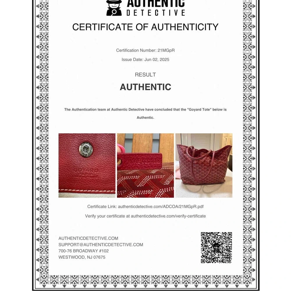 Authentic Goyard St. Louis Tote GM Red + Pouch | Classic Chevron Canvas - Picture 13 of 13